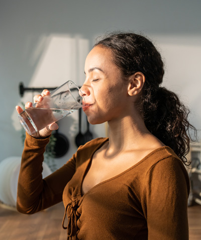 woman drinking water